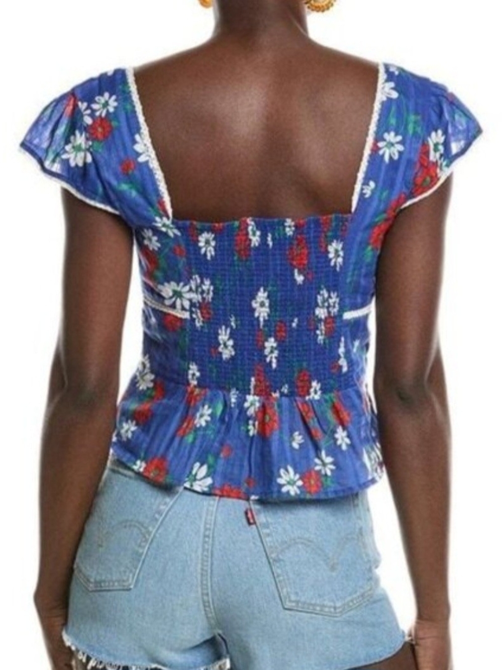 Free People Call Me Baby Blue Quartz Cap Sleeve Top | Size Medium - NWT - Picture 3 of 7